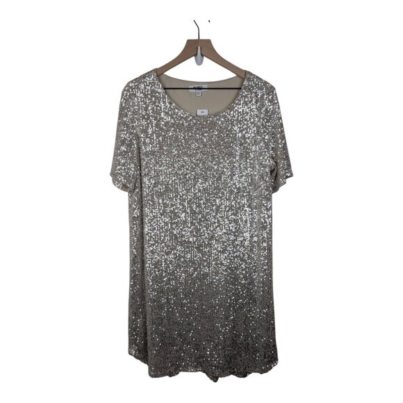 BB Dakota by Steve Madden | Silver Hit the Lights Sequin Shift Dress NWT | XL - Picture 4 of 14